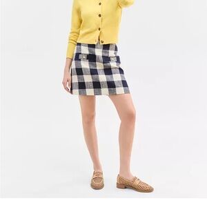 Plaid Mini Skirt in Black and White
